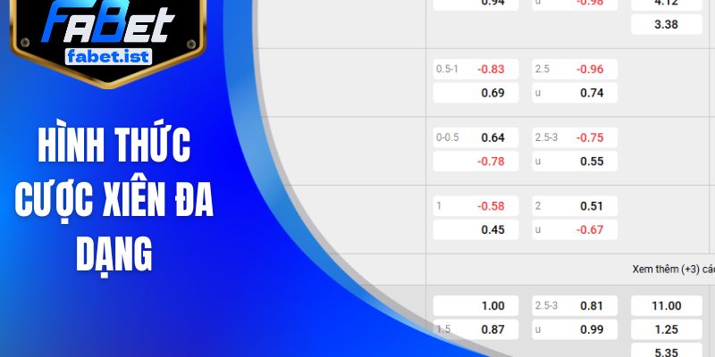 Hình thức cược xiên đa dạng