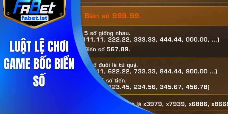 Luật lệ chơi game Bốc Biển Số