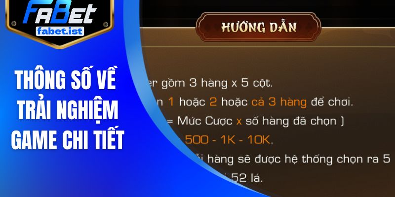 Thông số về trải nghiệm game chi tiết